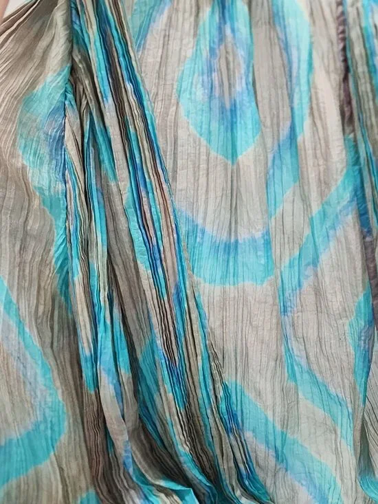 Sister Max Flared Sleeve Silk Bohemian Pleated Top Cardigan Medium Dyed Design - Picture 12 of 12